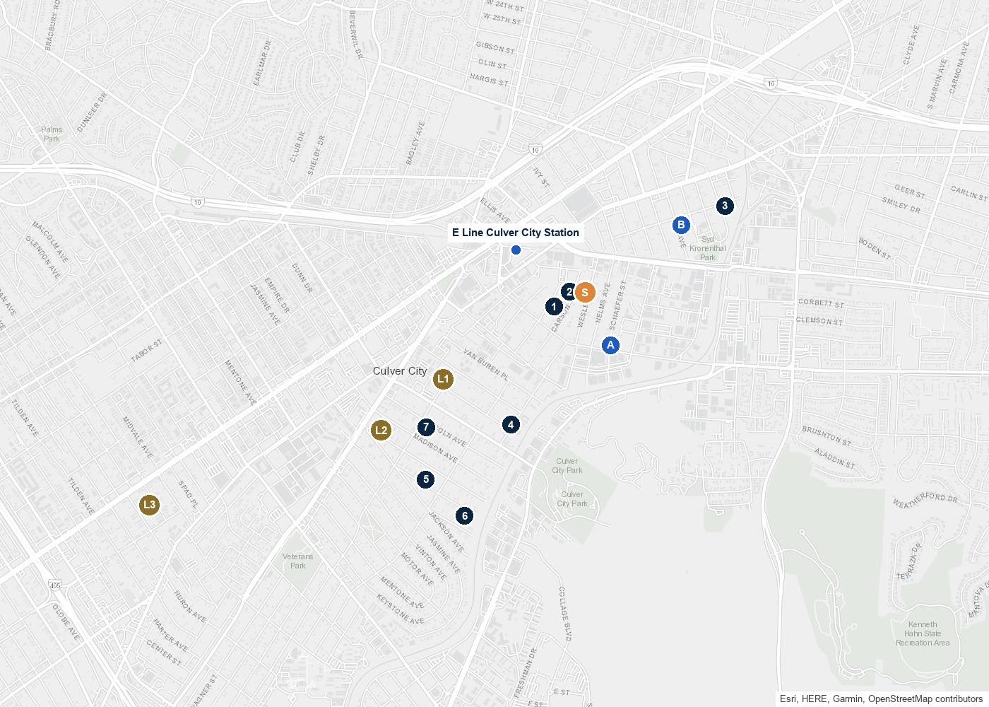 Map of duplex sales (numbered), active duplex listings (lettered) and land sales (L1 to L3) around the subject